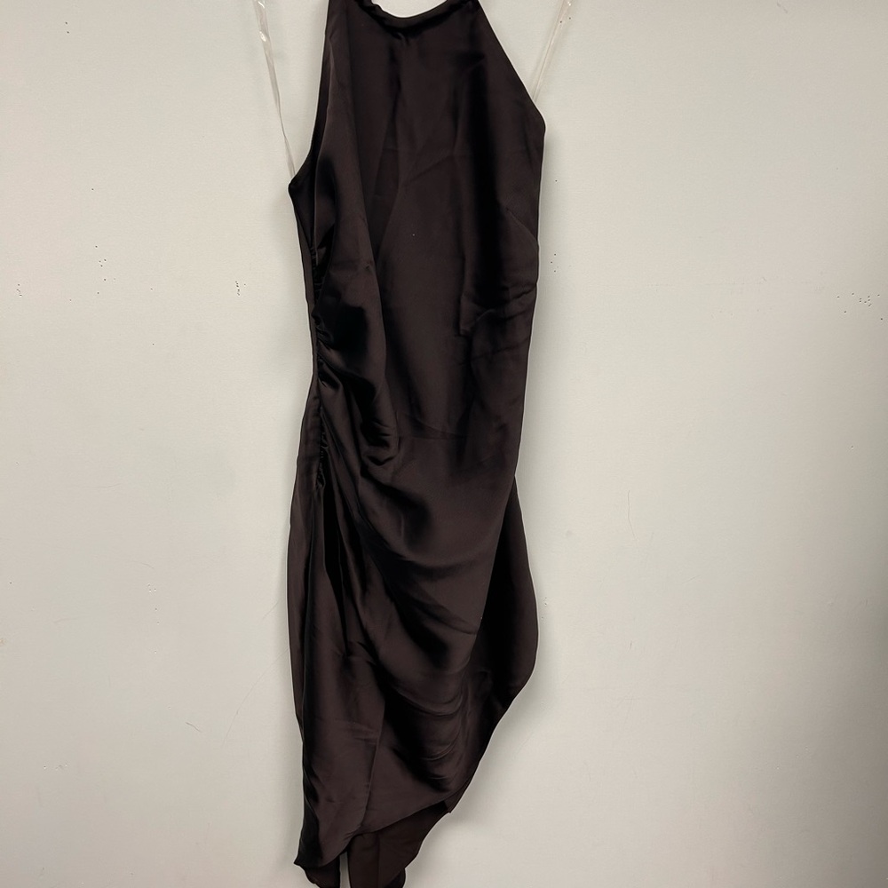 Nookie Black Asymmetrical Ruched Cocktail Dress